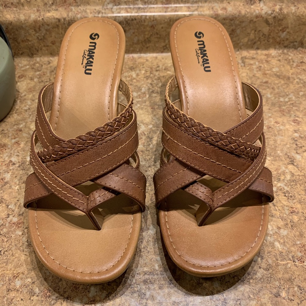 Tan Wedge Sandals